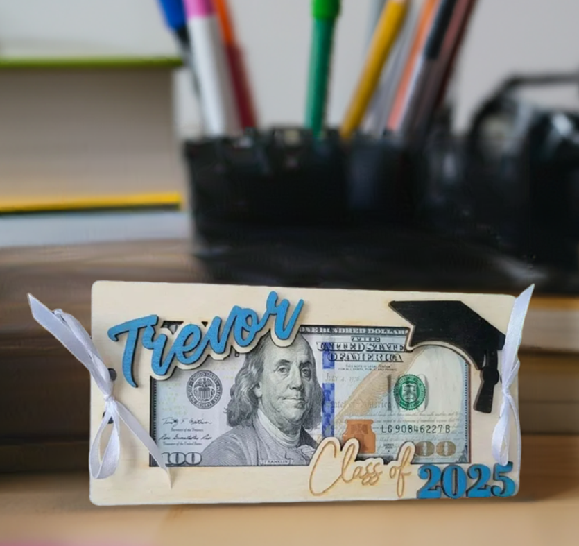 Custom Wooden Money Holder – Personalized Graduation Gift