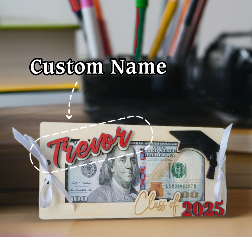 Custom Wooden Money Holder – Personalized Graduation Gift