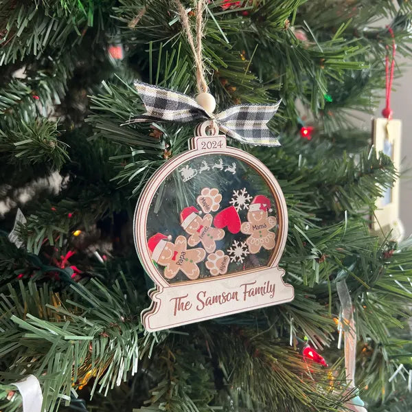 Personalized Gingerbread Man Family Christmas Ornament 2025 – Custom 4D Shaker Ornament Gift