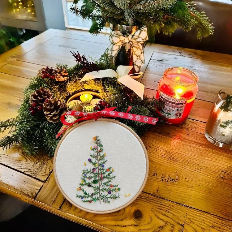 Christmas Tree Embroidery Kit – Beginner Friendly Beaded Craft Set