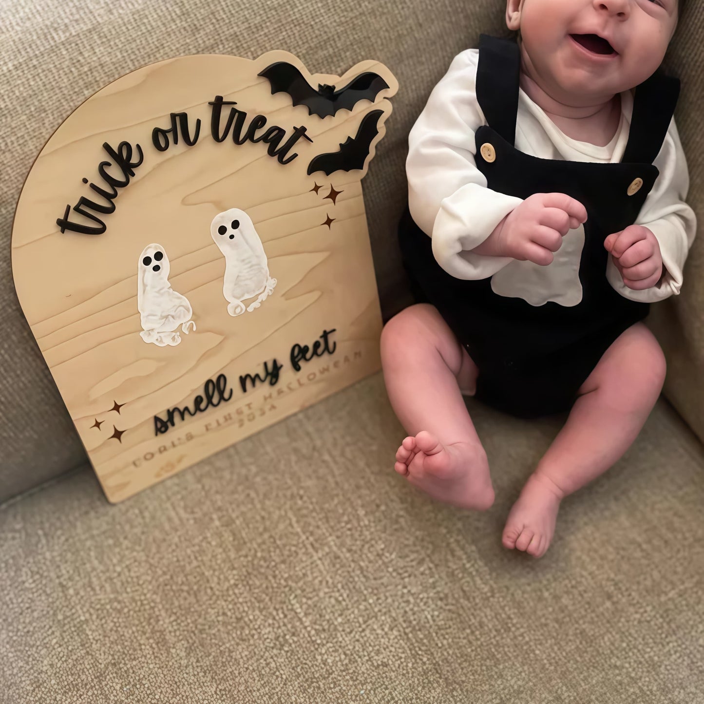 Personalized Halloween Handprint or Footprint Sign – Baby’s First Halloween