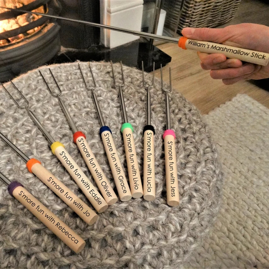 Personalized Marshmallow Roasting Stick – Engraved Telescopic Fork