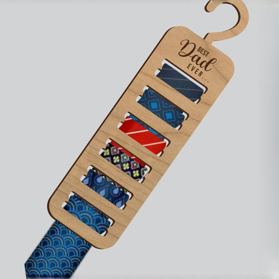 Custom Wood Tie Hanger – Personalized Closet Organizer Gift for Men