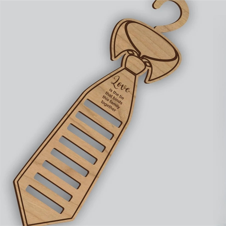Custom Wood Tie Hanger – Personalized Closet Organizer Gift for Men
