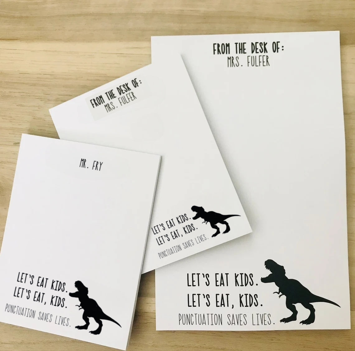 Personalized Teacher Dino Notepad - Funny Grammar Gift