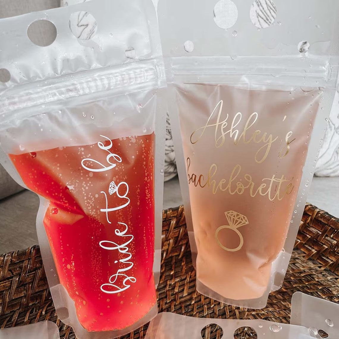 Personalized Bridesmaid Drink Pouches | Bachelorette Party Favors