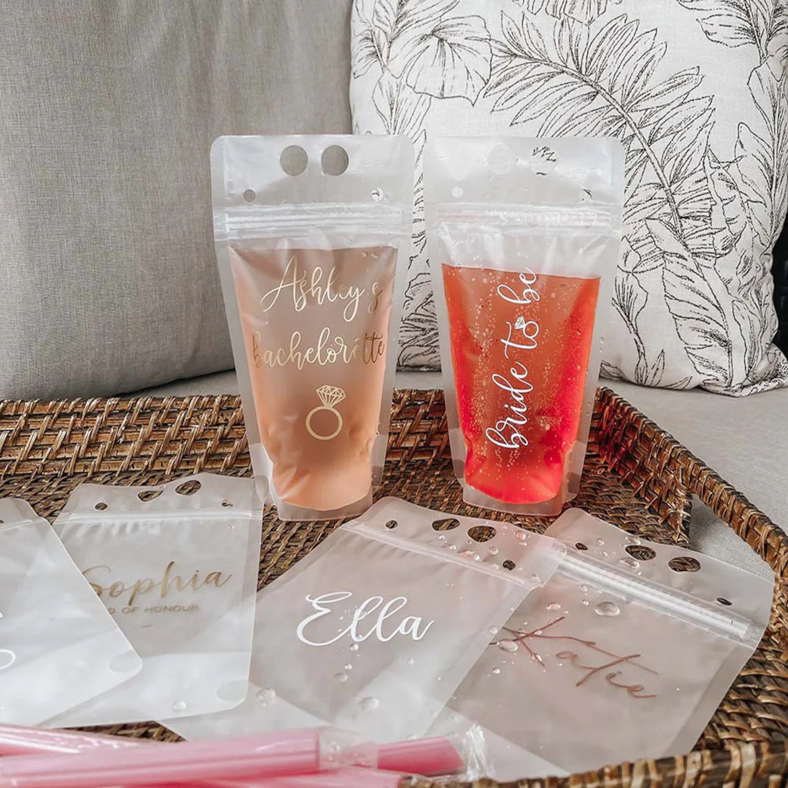Personalized Bridesmaid Drink Pouches | Bachelorette Party Favors