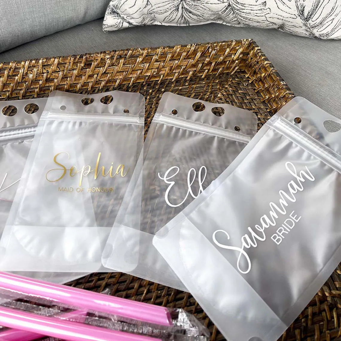 Personalized Bridesmaid Drink Pouches | Bachelorette Party Favors