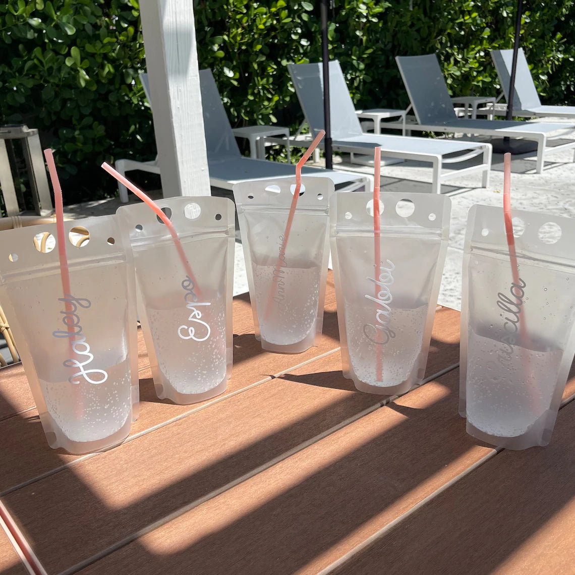 Personalized Bridesmaid Drink Pouches | Bachelorette Party Favors