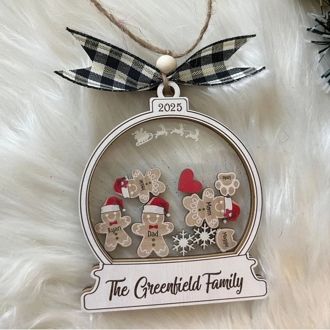 Personalized Gingerbread Man Family Christmas Ornament 2025 – Custom 4D Shaker Ornament Gift