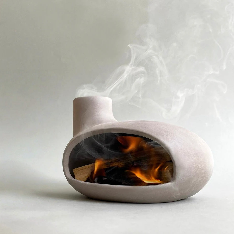 Handmade Ceramic Palo Santo & Incense Burner – Anthracite Chimney Style