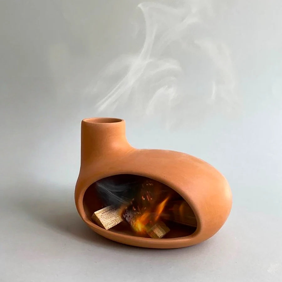 Handmade Ceramic Palo Santo & Incense Burner – Anthracite Chimney Style