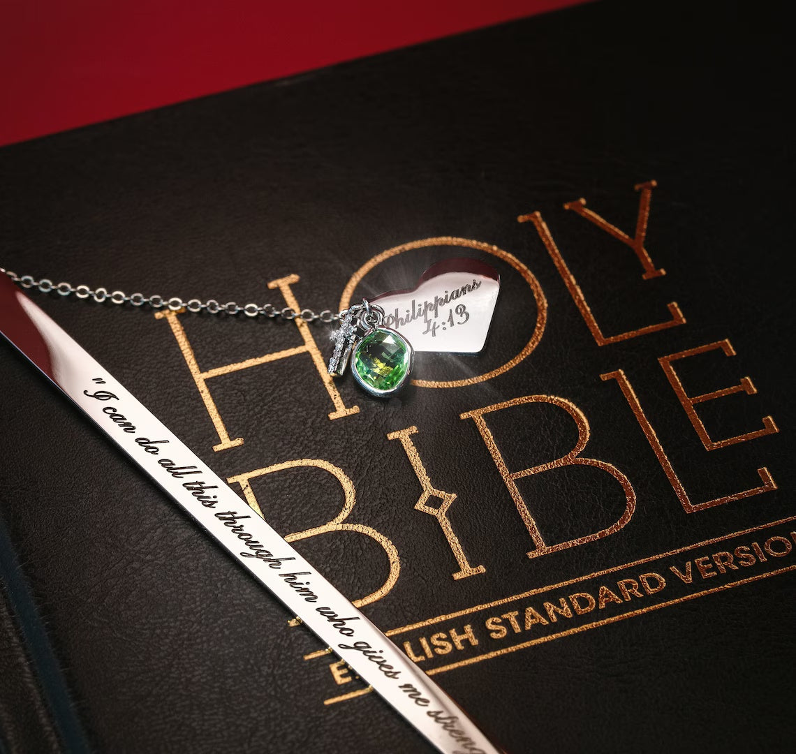Personalized Bible Bookmark | Custom Engraved with Verse & Birthstone