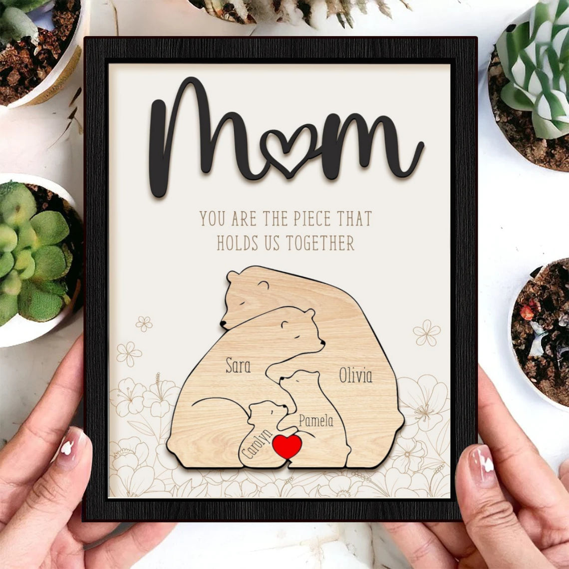 Personalized Bear Family Puzzle Sign – Custom Mother’s Day Gift