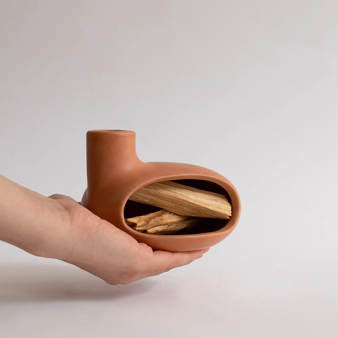 Handmade Ceramic Palo Santo & Incense Burner – Anthracite Chimney Style