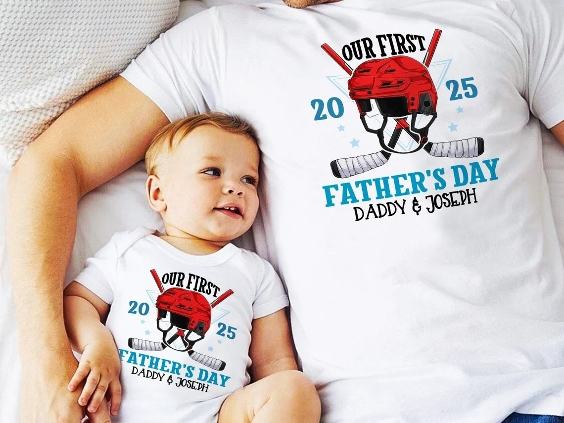 Personalized First Father's Day Matching Dad & Baby Outfit Set