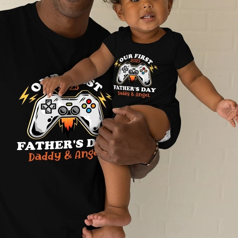 Personalized First Father's Day Matching Dad & Baby Outfit Set