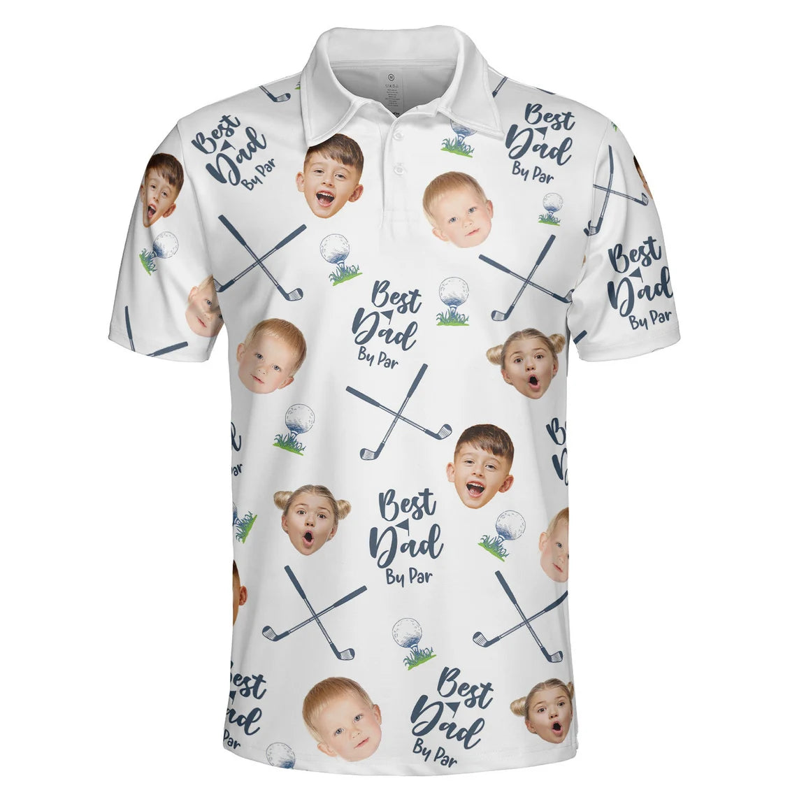 Best Dad By Par Custom Face Golf Shirt – Personalized Gift for Dad