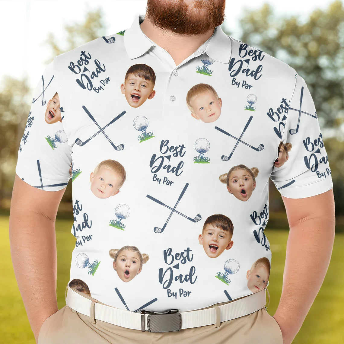 Best Dad By Par Custom Face Golf Shirt – Personalized Gift for Dad