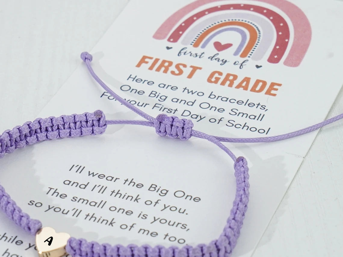 Mommy and Me First Day of School Matching Bracelets – Heart Set