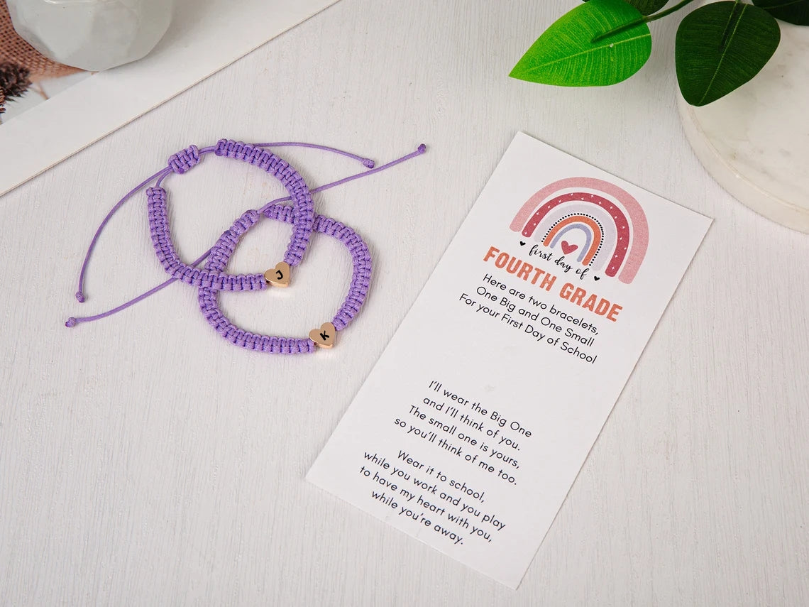 Mommy and Me First Day of School Matching Bracelets – Heart Set
