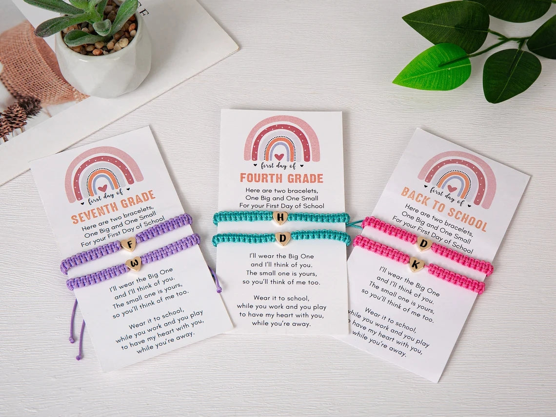 Mommy and Me First Day of School Matching Bracelets – Heart Set
