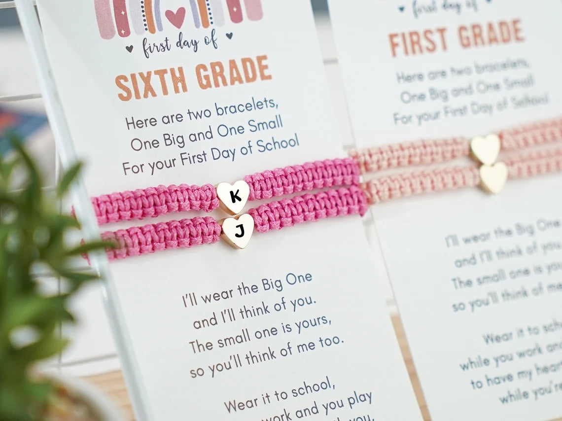 Mommy and Me First Day of School Matching Bracelets – Heart Set