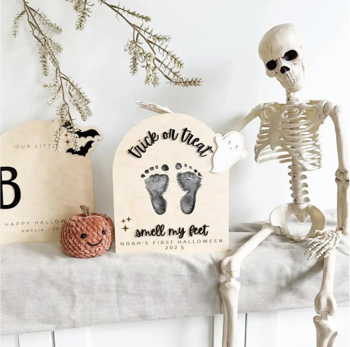 Personalized Halloween Handprint or Footprint Sign – Baby’s First Halloween