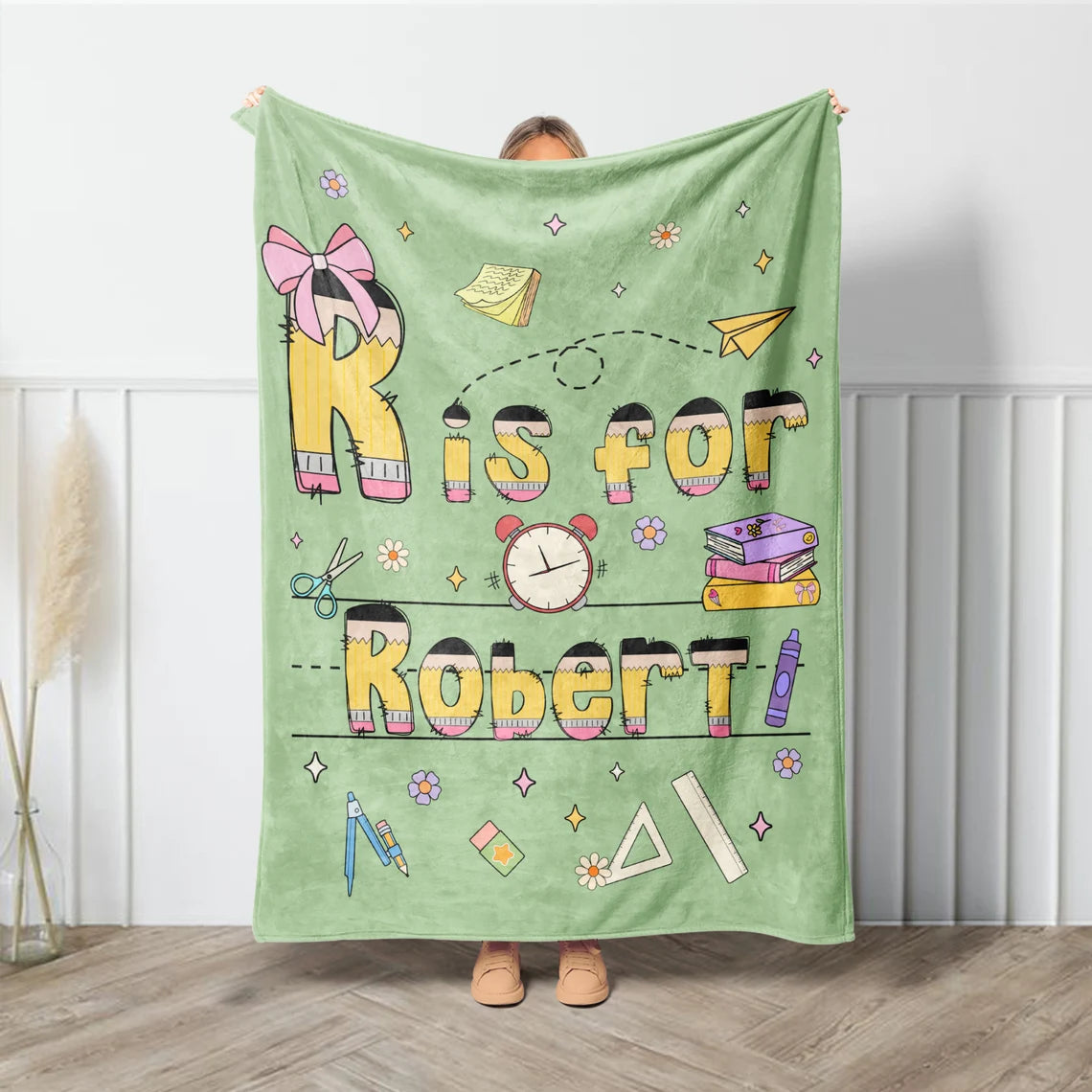 Custom Kids Name Blanket – Back to School Gift for Boys & Girls