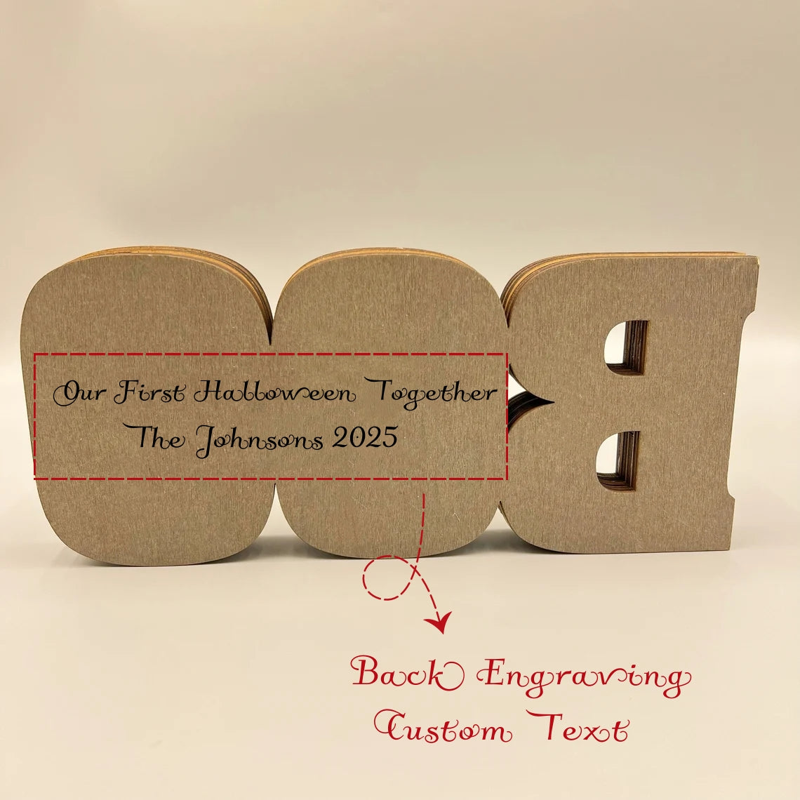 3D Wooden BOO Sign Lamp – Halloween Tabletop & Wall Decoration