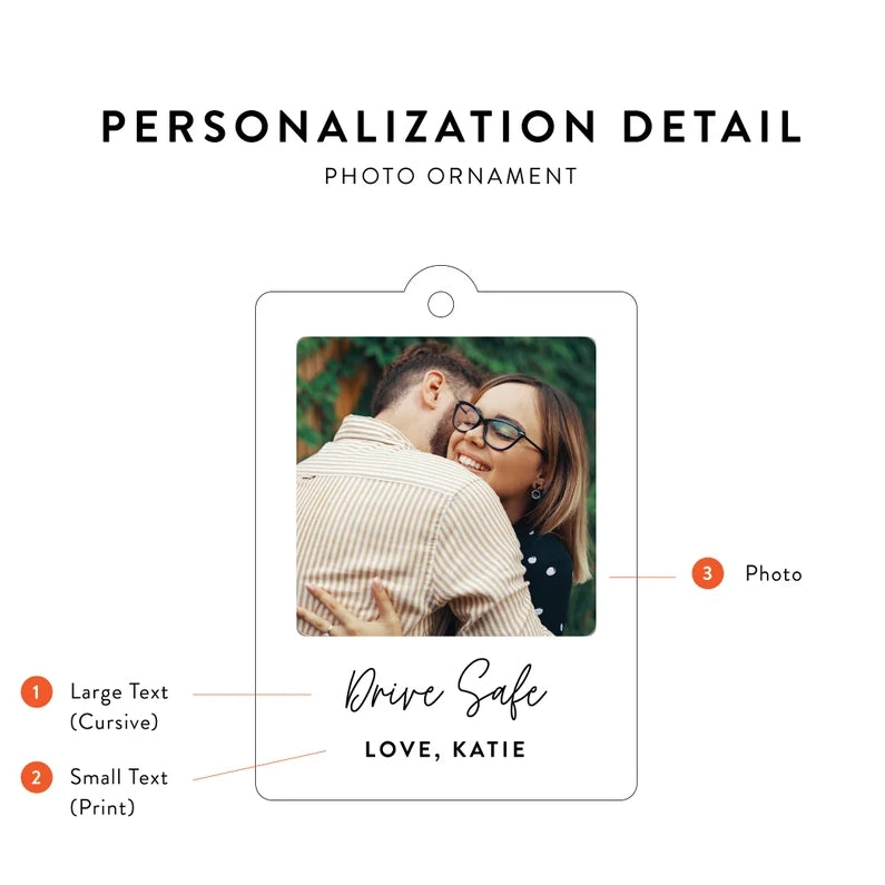 Personalized Photo Car Ornament – Custom Acrylic Rearview Mirror Gift