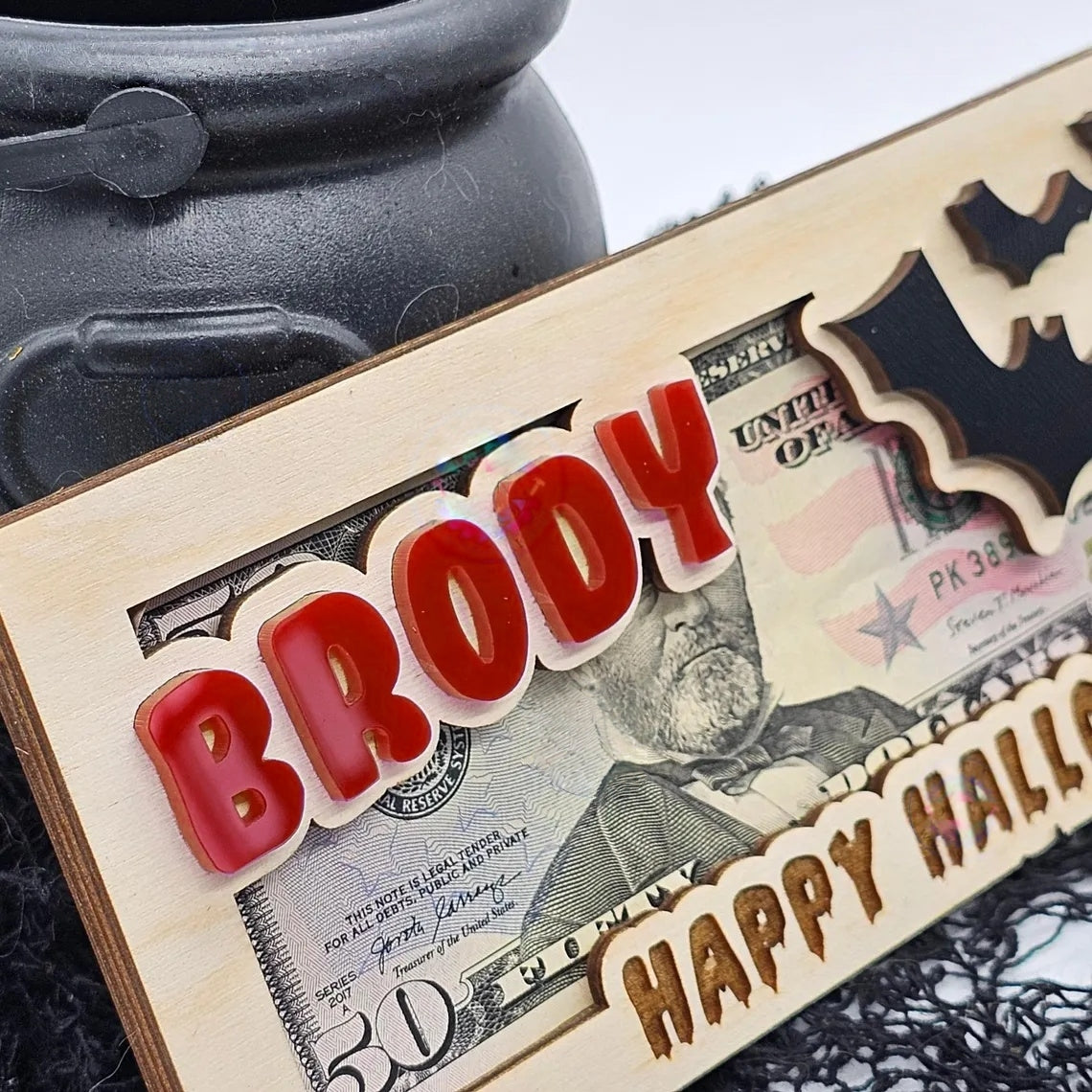 Personalized Halloween Money Holder | Boo Basket Stuffer & Spooky Gift