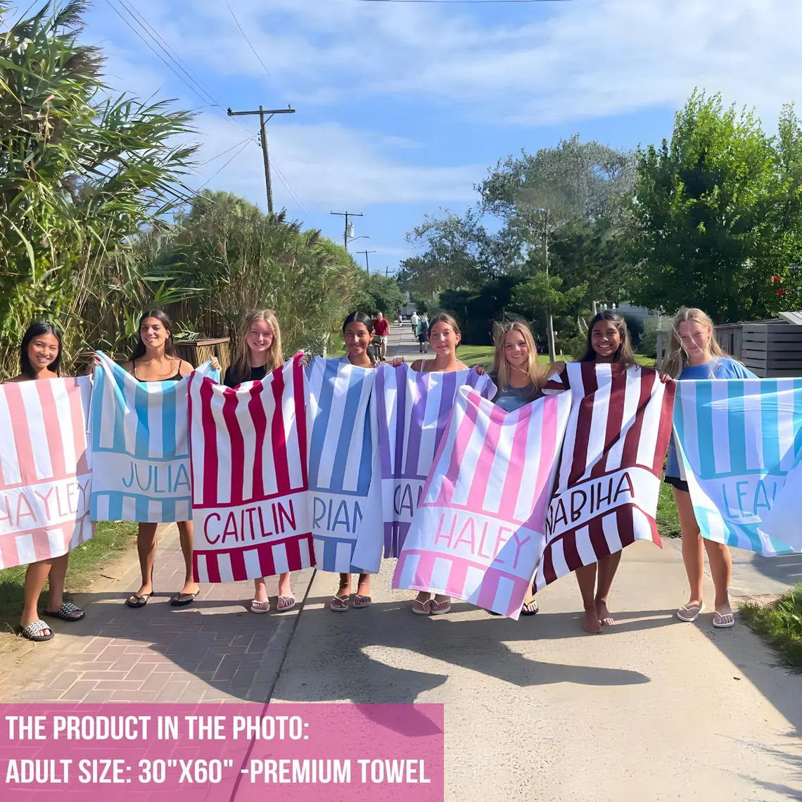 Custom Striped Beach Towel – Personalized Name Gift
