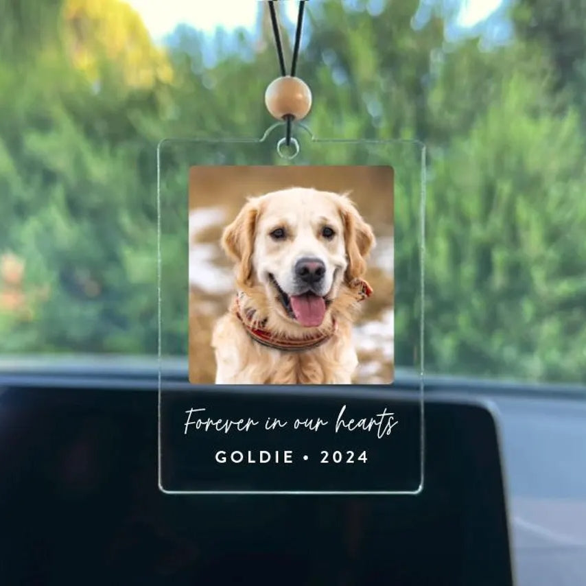 Personalized Photo Car Ornament – Custom Acrylic Rearview Mirror Gift