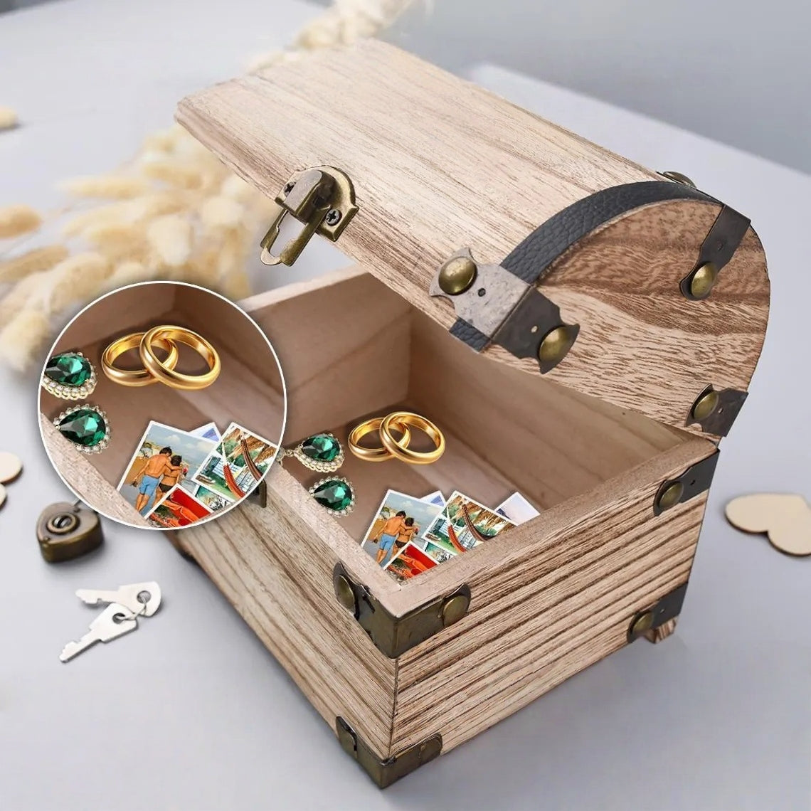 Personalized Wooden Treasure Chest – Wedding & Engagement Gift