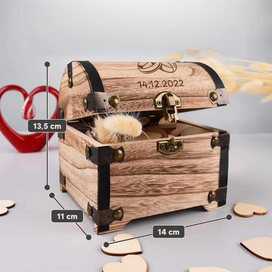 Personalized Wooden Treasure Chest – Wedding & Engagement Gift
