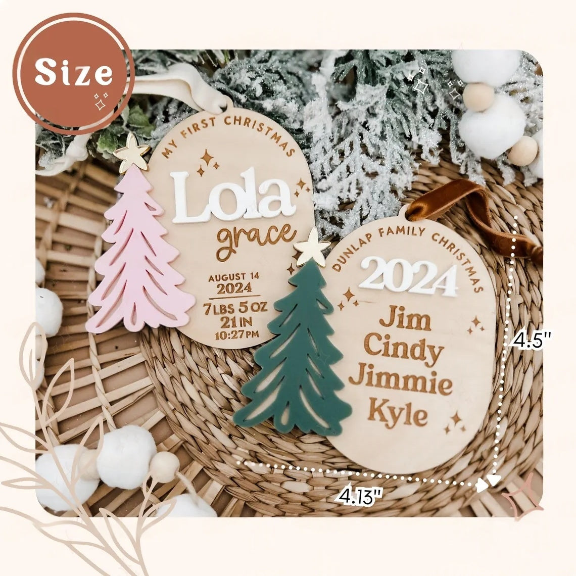 Personalized Baby Ornament | My First Christmas Custom Name Ornament | Baby Stats Gift