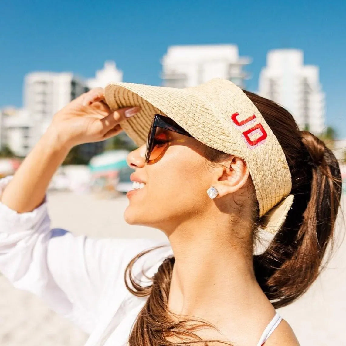 Personalized Straw Visor – Custom Monogram Beach Hat