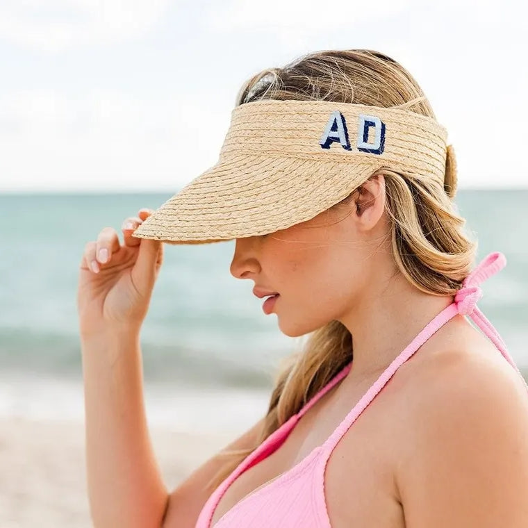 Personalized Straw Visor – Custom Monogram Beach Hat