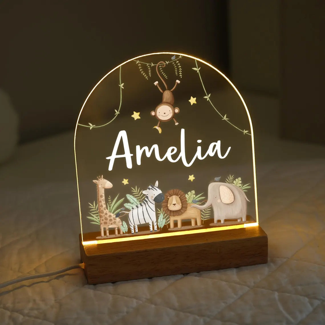 Personalised LED Animal Lamp | Kids Night Light | Safari Jungle Animal Light