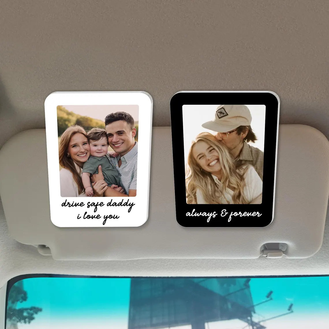 Personalized Photo Car Visor Clip for Dad – Drive Safe Gift