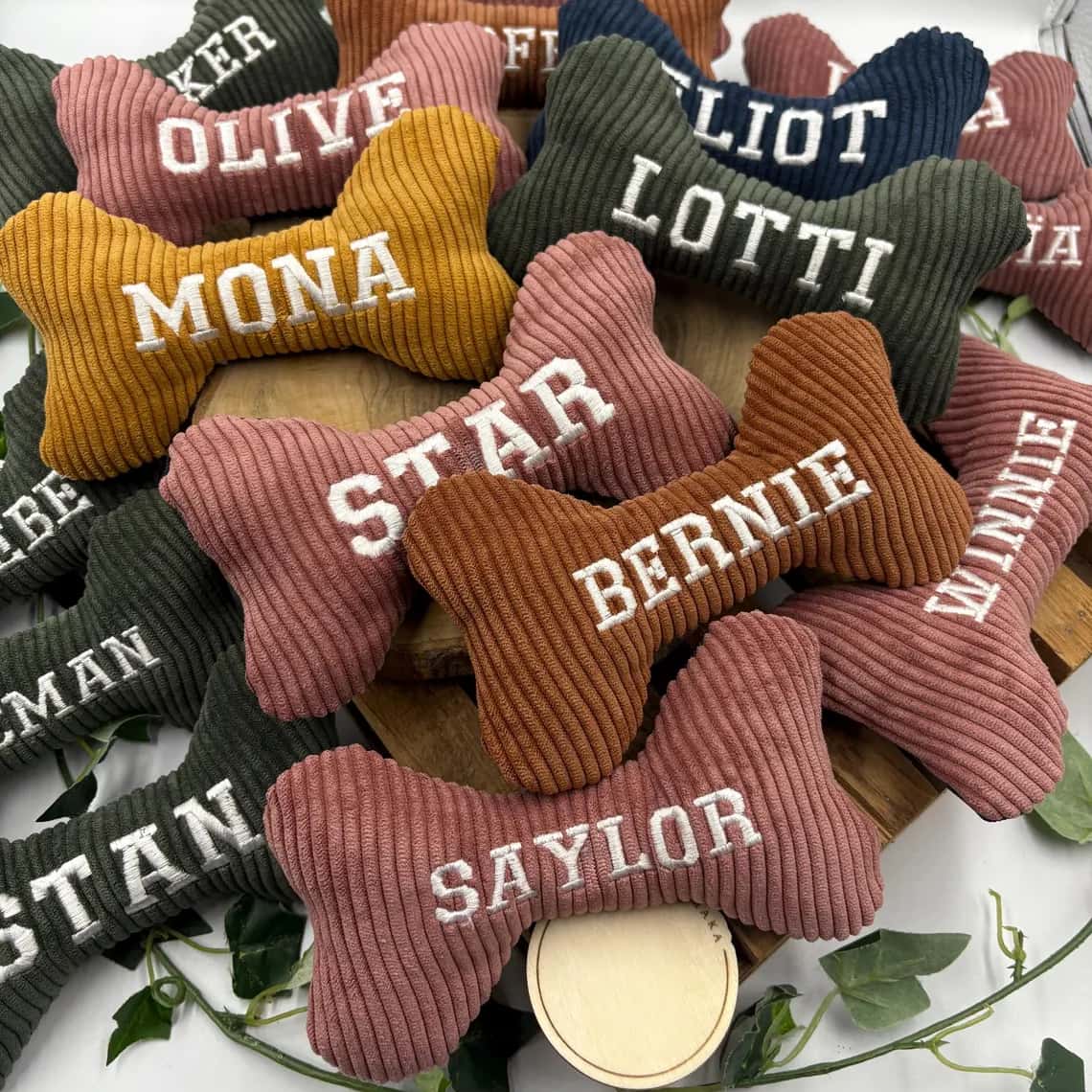 Personalized Dog Toy Bone with Squeaker | Embroidered, Fun & Durable