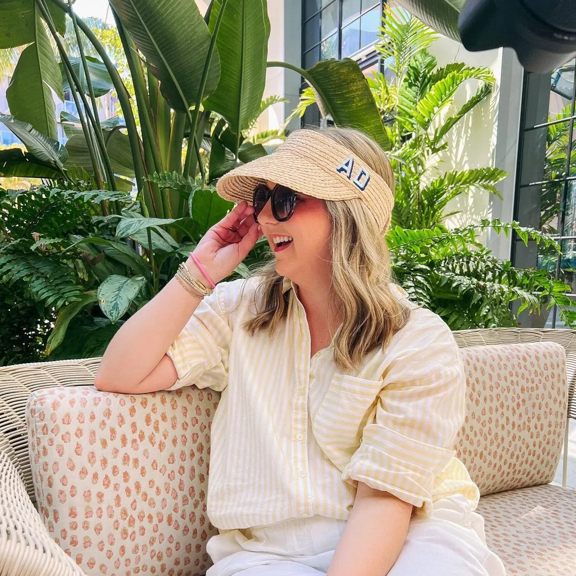 Personalized Straw Visor – Custom Monogram Beach Hat