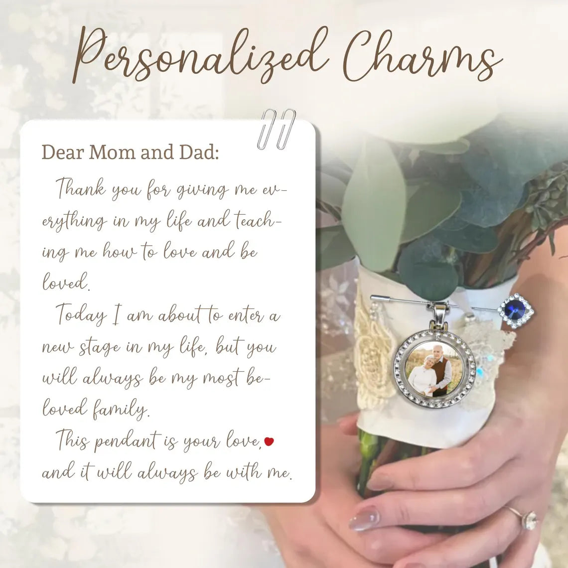 Photo Bouquet Charm – Something Blue Bridal Keepsake