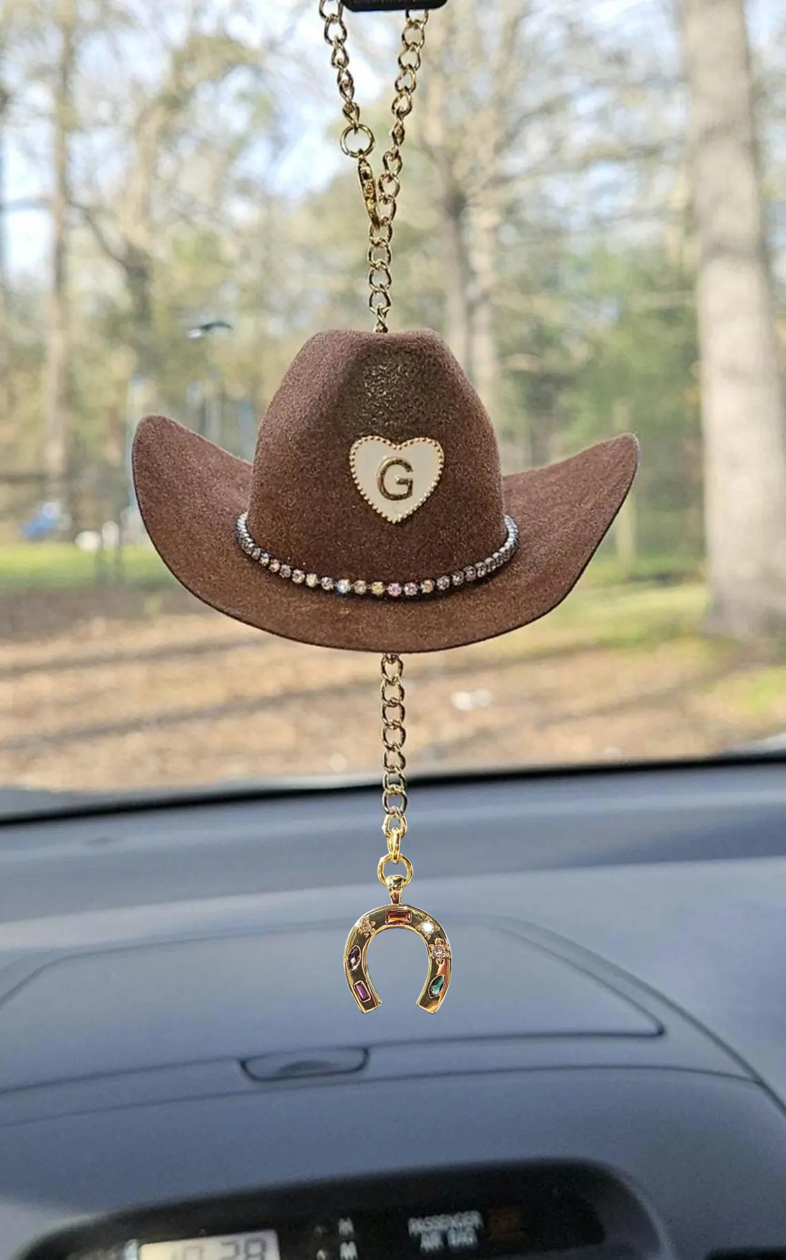 Mini Cowboy Hat Car Charm with Custom Initial