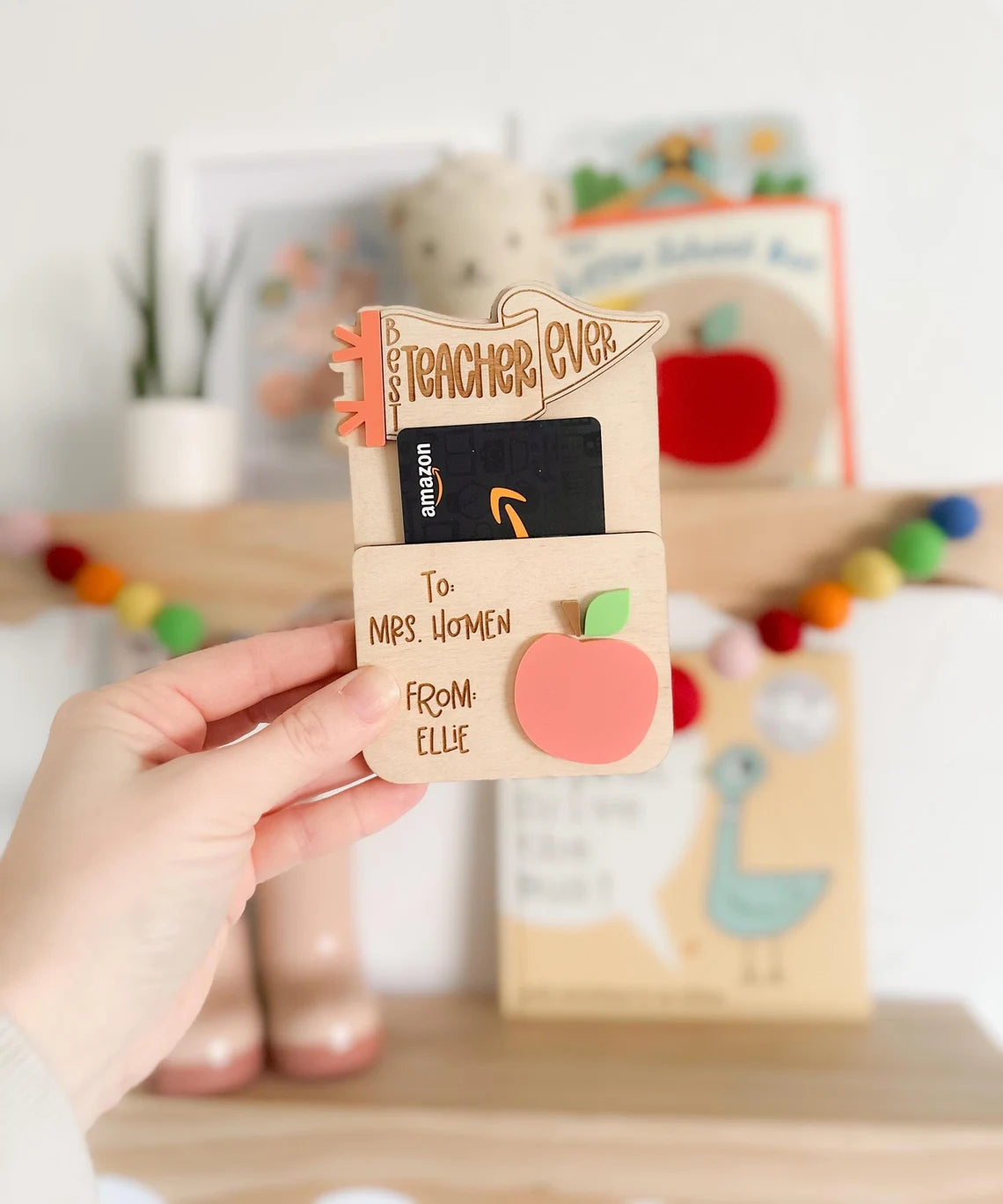 Wooden Teacher Gift Card Holder – Appreciation Gift Idea