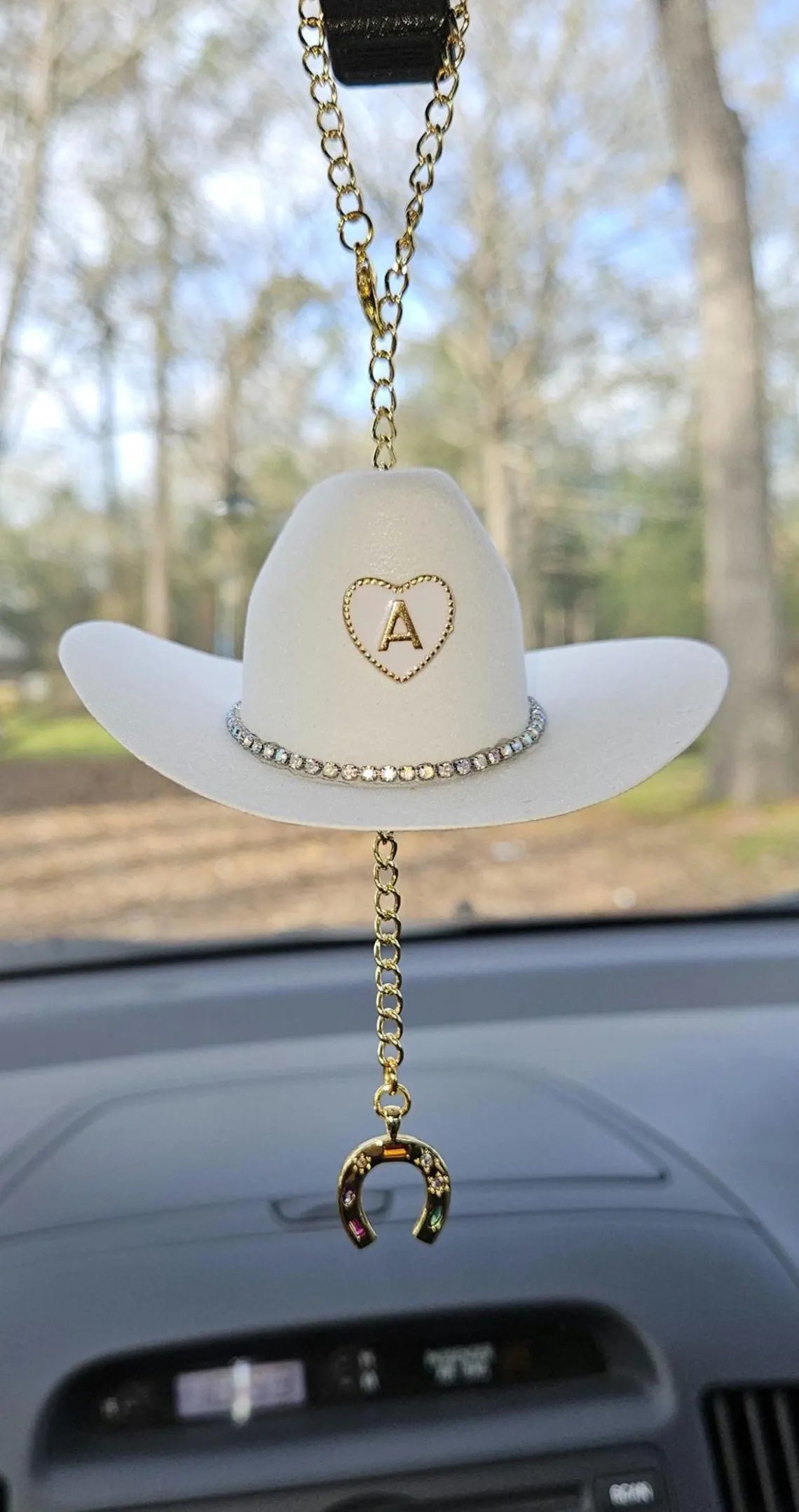 Mini Cowboy Hat Car Charm with Custom Initial