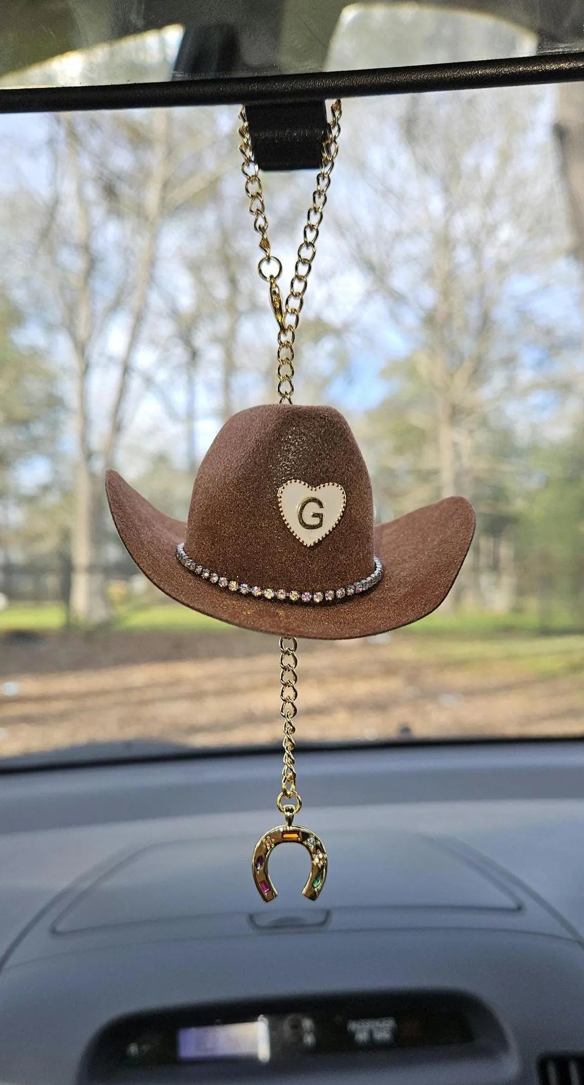 Mini Cowboy Hat Car Charm with Custom Initial