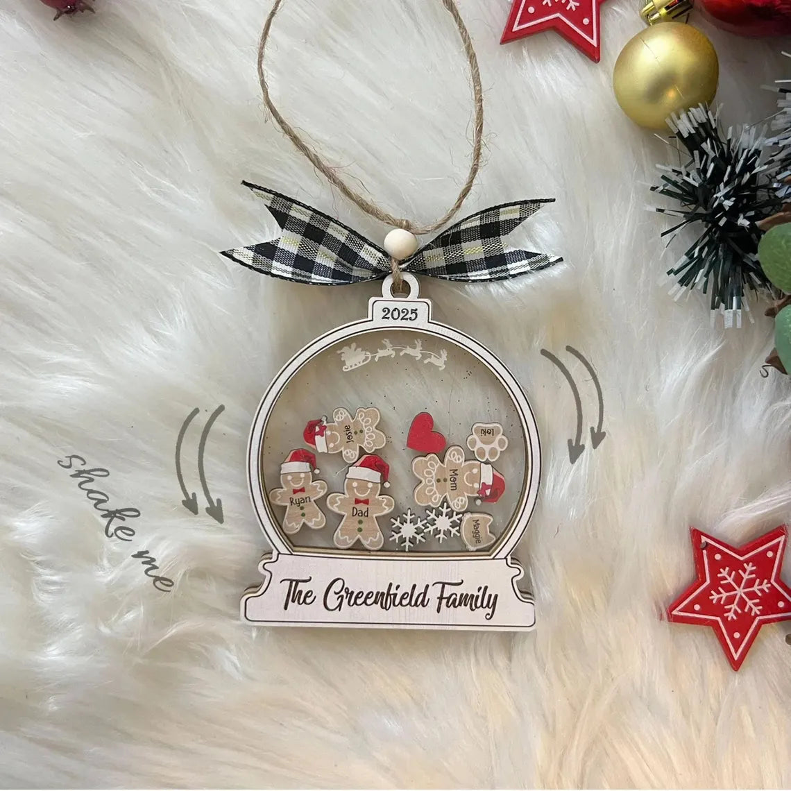 Personalized Gingerbread Man Family Christmas Ornament 2025 – Custom 4D Shaker Ornament Gift