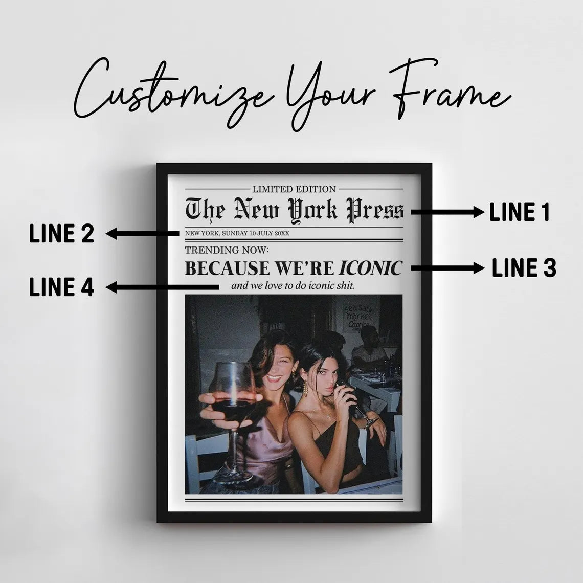 Custom Newspaper Print – Best Friend Gift, Dorm Wall Art